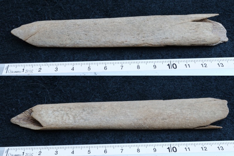 compilation.jpg (1.36 MiB) 470 keer bekeken Vrij groot en erg plat bot. Moet een groot dier geweest zijn, ik vermoed qua afmeting in de richting van een hert of rund.